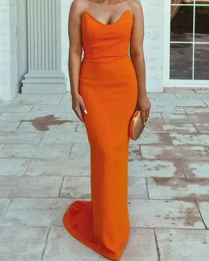 Orange Strapless Dress