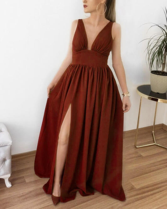 Burnt Orange Satin Bridesmaid Dress