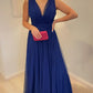 A-line V Neck Tulle Floor Length Dress