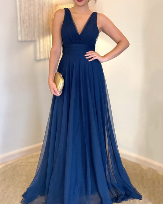 Blue Tulle Bridesmaid Dress