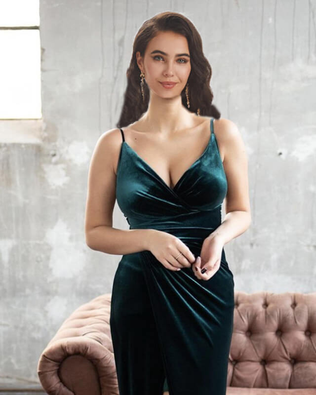 Hunter Green Mermaid V-neck Velvet Dress