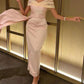 Light Champagne Midi Satin Dress