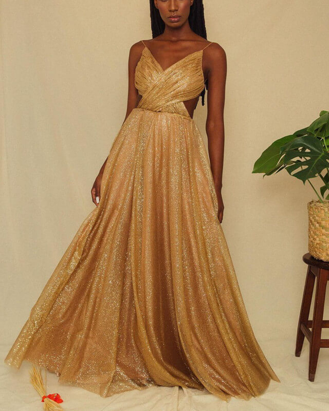 Gold Sequin Bridesmaid Dress