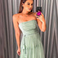Long Tiered Tulle Strapless Dress