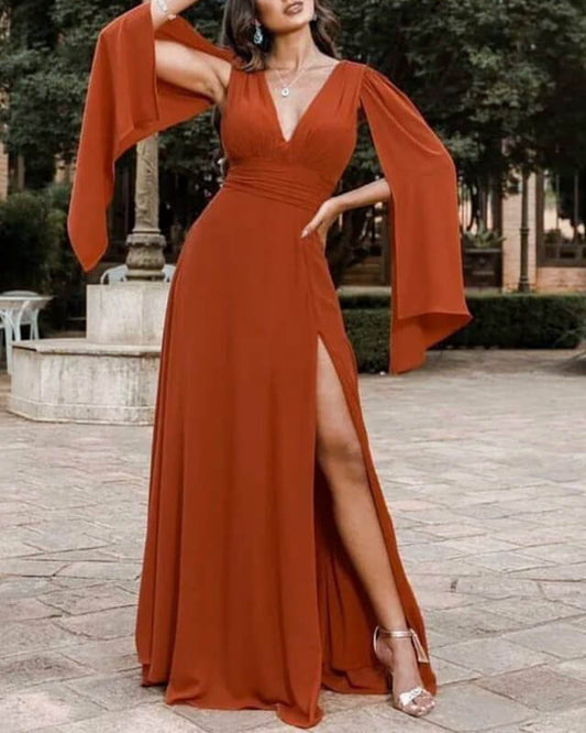 Burnt Orange Chiffon Bridesmaid Gown