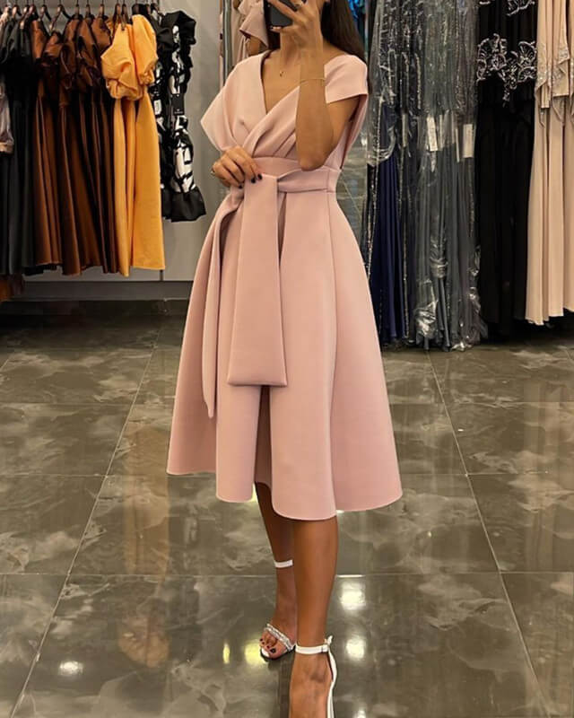 Soft Pink Bridesmaid Midi Dress