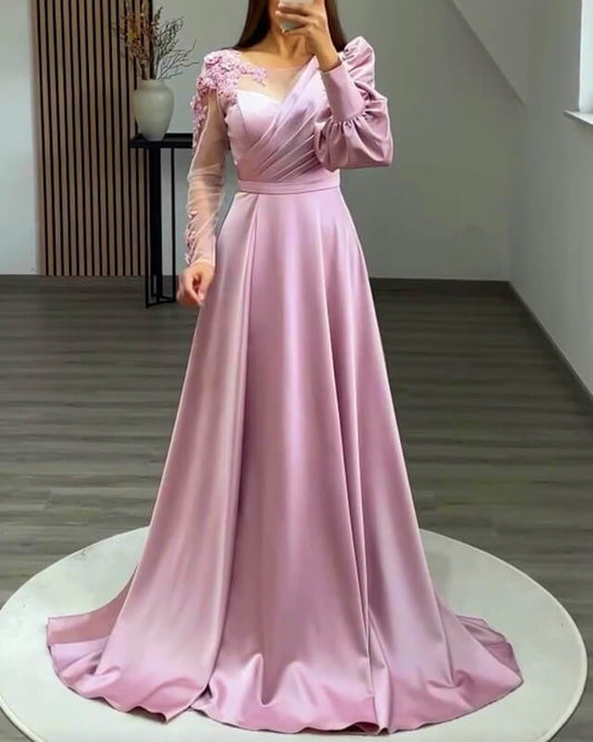 Pink Satin Bridesmaid Dress