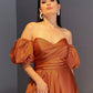 Puffy Sleeve Satin Slit Dress