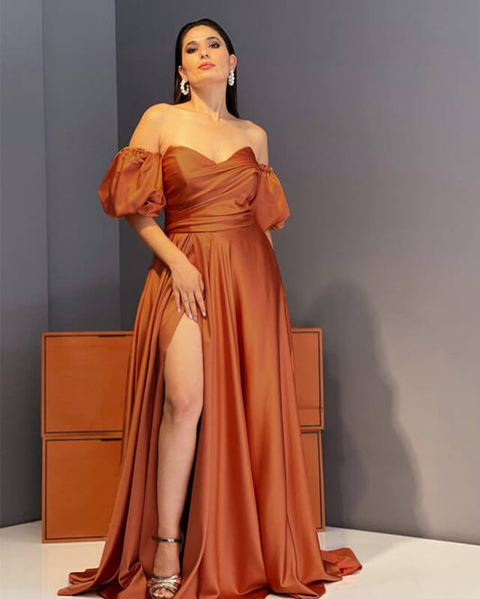 Burnt Orange Satin Gown