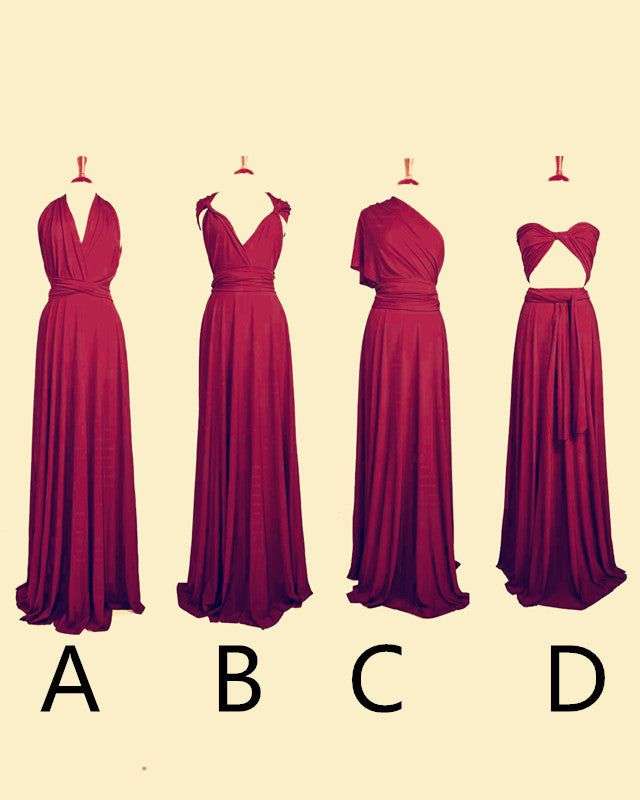 Burgundy Bridesmaid Dresses Convertible