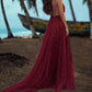 Burgundy Glitter Prom Dresses