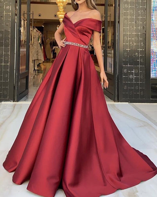 Burgundy Satin Formal Dress