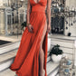 Simple V Neck Split Bridesmaid Dresses Long