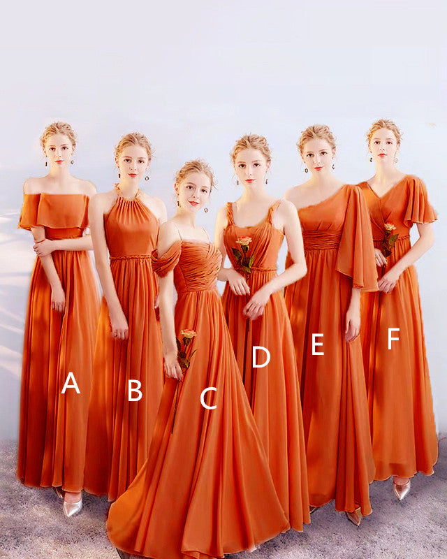 Burnt Orange Bridesmaid Dresses For Boho Weddings