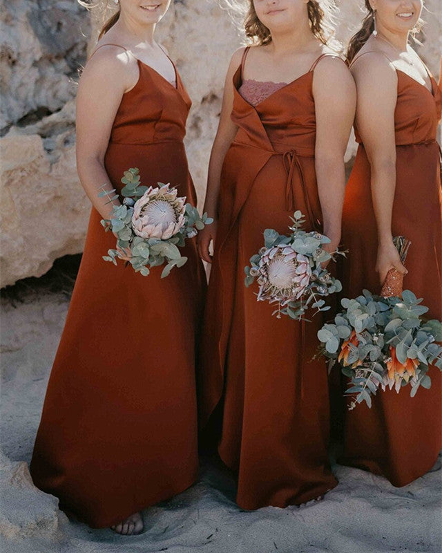 V Neck Bridesmaid Dresses Burnt Orange