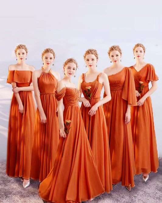 Burnt Orange Bridesmaid Dresses For Boho Weddings