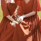 Short Sleeves Bridesmaid Dresses Burnt Orange