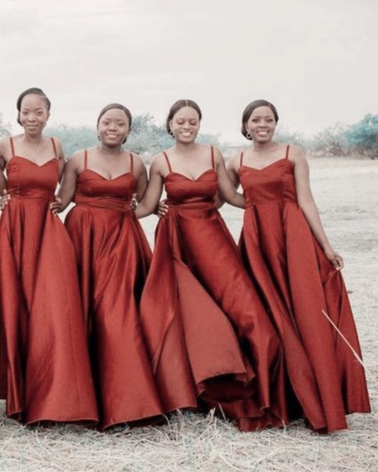 Burnt Orange Bridesmaid Dresses Satin