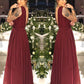 Pleated V Neck Chiffon Bridesmaid Dresses Floor Length