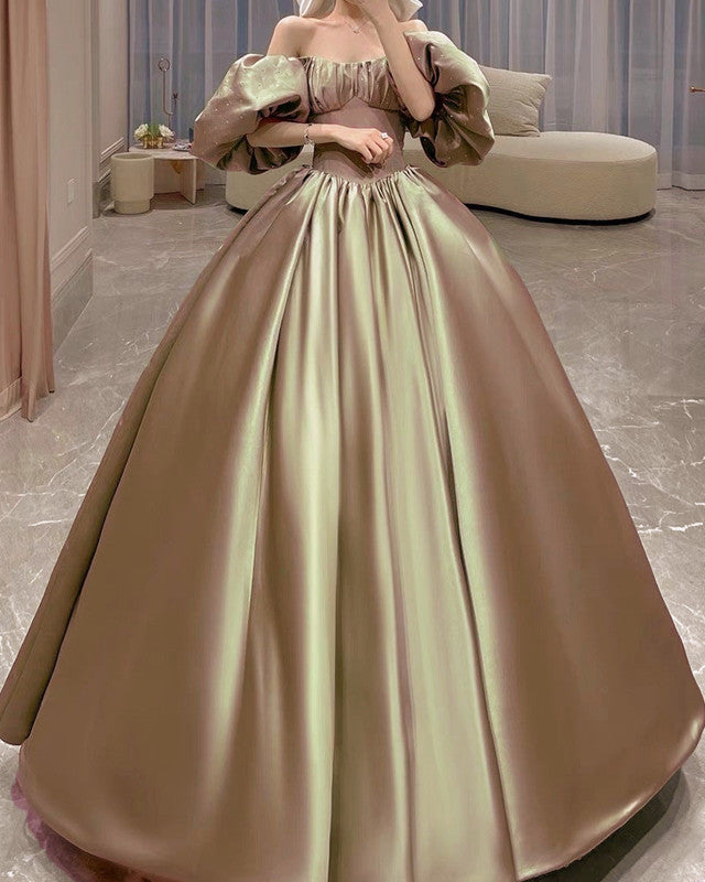 Ball Gown Sage Green Satin Prom Dress Lisposa Ball Gown Sage Green Satin Prom Dress Lisposa