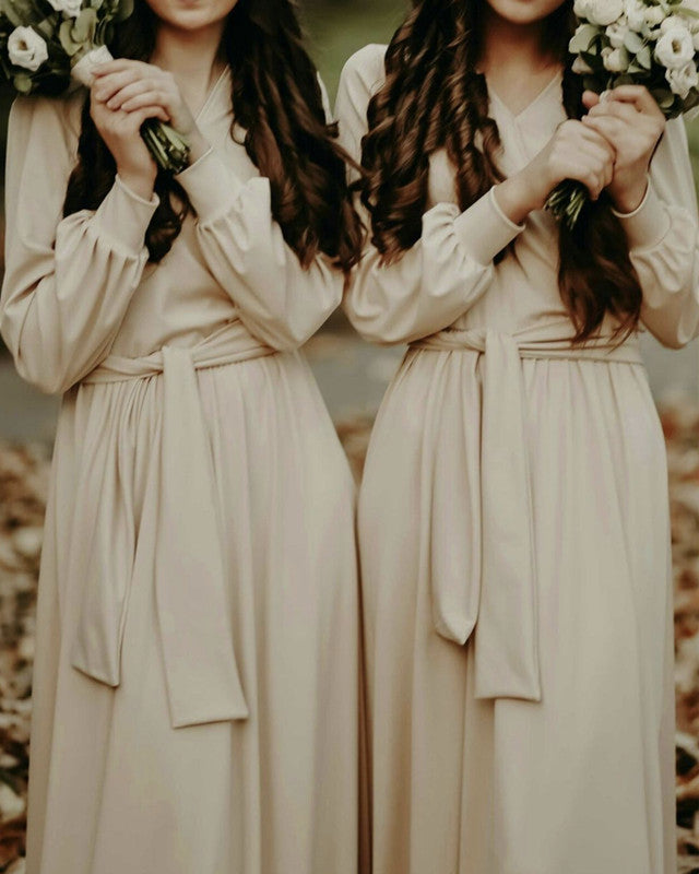 Modest Champagne Bridesmaid Dresses