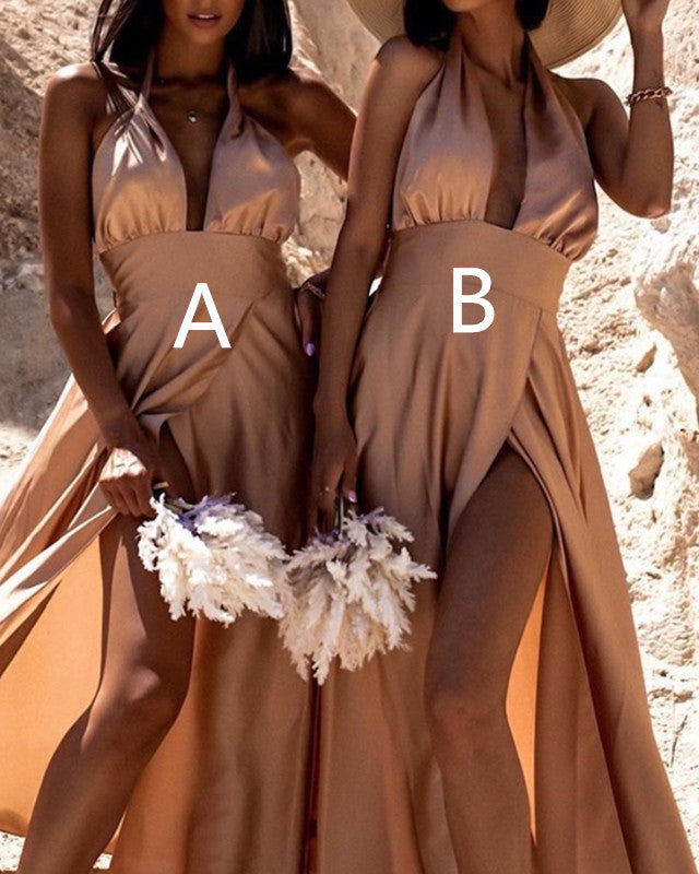 Champagne Bridesmaid Dresses Satin Mismatched – Lisposa