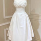 Spaghetti Straps White Satin Cocktail Dress