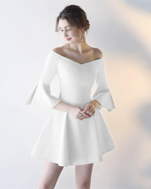 White Belle Sleeve Cocktail Dress