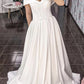 Simple Corset Wedding Dress Satin Off The Shoulder