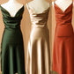 Cowl Neck Midi Length Bridesmaid Dresses