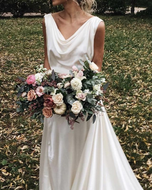 Cowl Neck Wedding Dress Boho