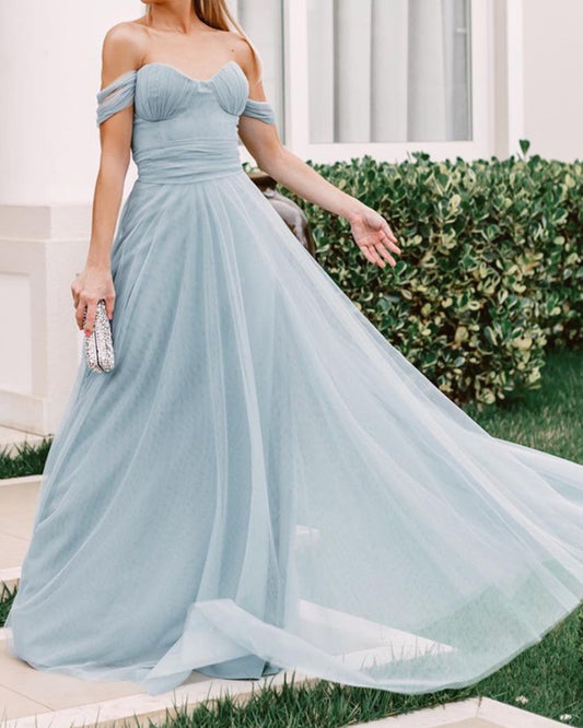 Dusty Blue Bridesmaid Dresses Long