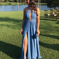 Dusty Blue Bridesmaid Dresses Halter