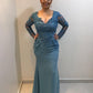 Mermaid V Neck Bridesmaid Dresses Lace Sleeves