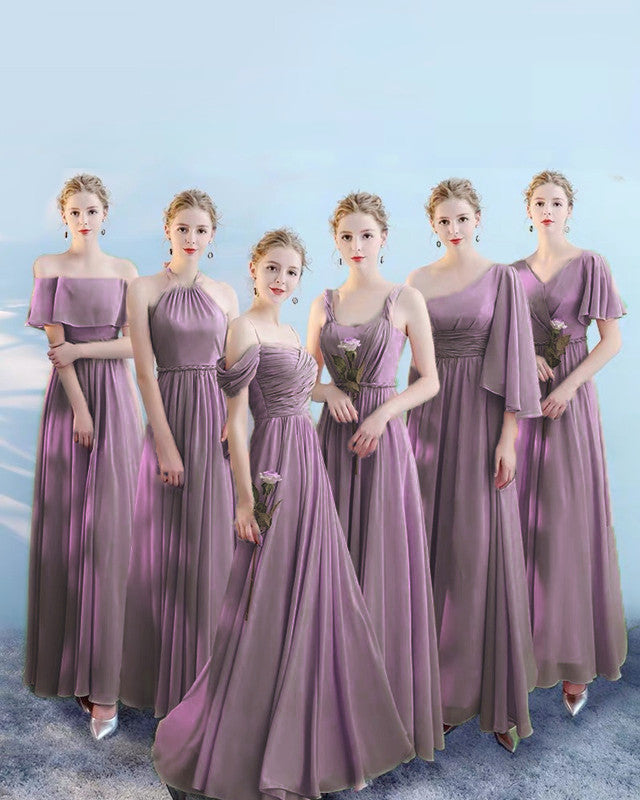 Dusty Mauve Bridesmaid Dresses Mixed Style
