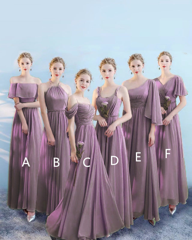 Dusty Mauve Bridesmaid Dresses Mixed Style