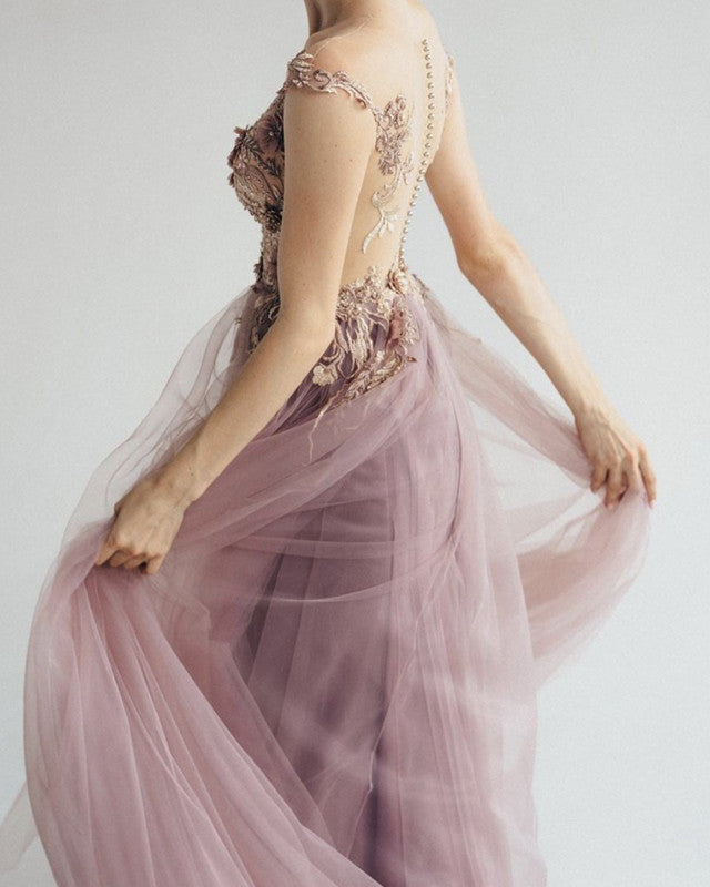 Dusty Pink Tulle Dresses Tea Length
