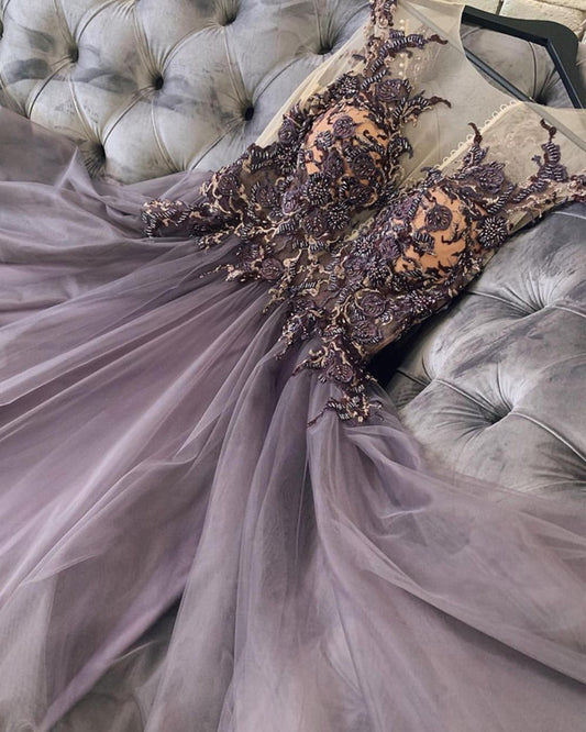 Dusty Purple Prom Dresses Tulle
