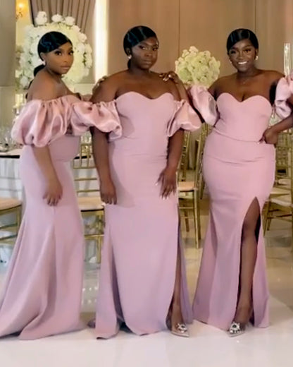 Dusty Rose Bridesmaid Dresses Removable Sleeve