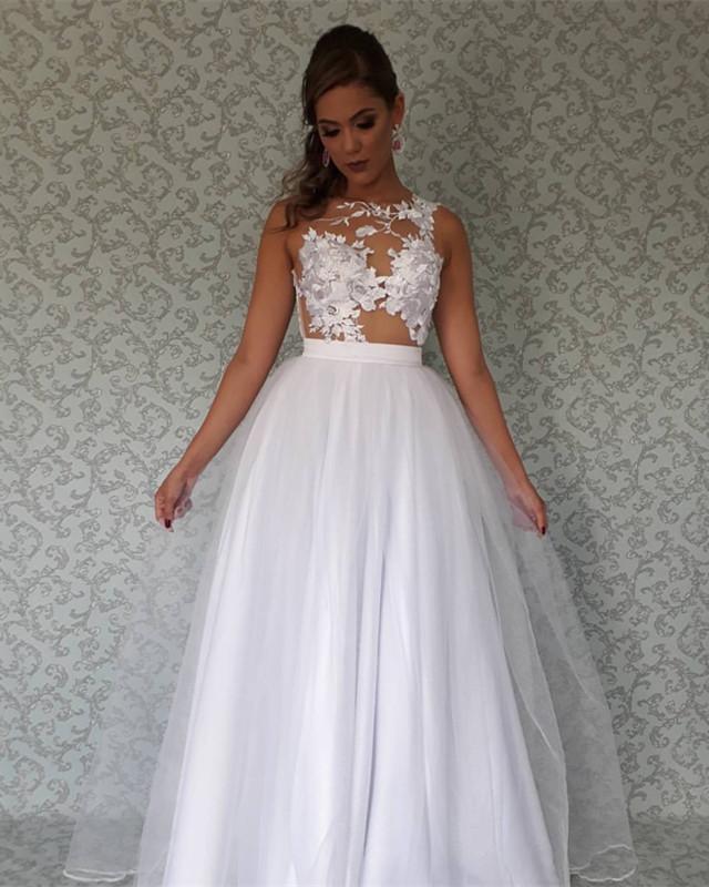 Elegant Beach Wedding Dresses Lace Embroidery Tulle Floor Length Lisposa Elegant Beach Wedding Dresses Lace Embroidery Tulle Floor Length Lisposa