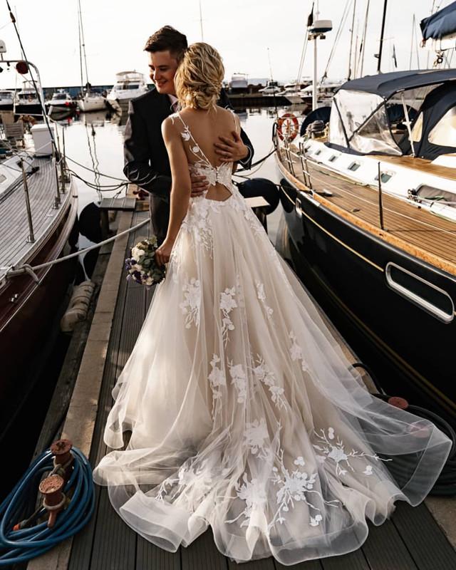 Tulle Embroidery Wedding Dresses Destination