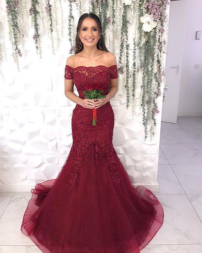 Burgundy Mermaid Evening Dresses