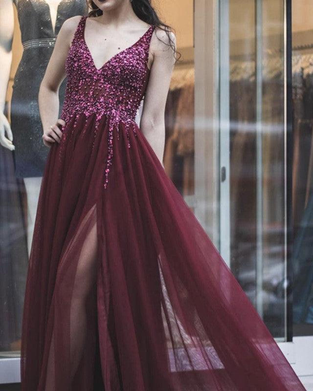 Burgundy Tulle Dresses