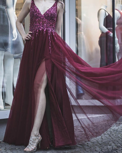 Burgundy Evening Dress