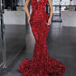 Red Mermaid Sequins Dresses