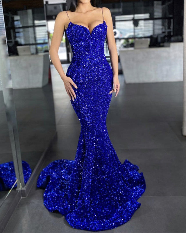 Royal Blue Mermaid Sequin Dresses