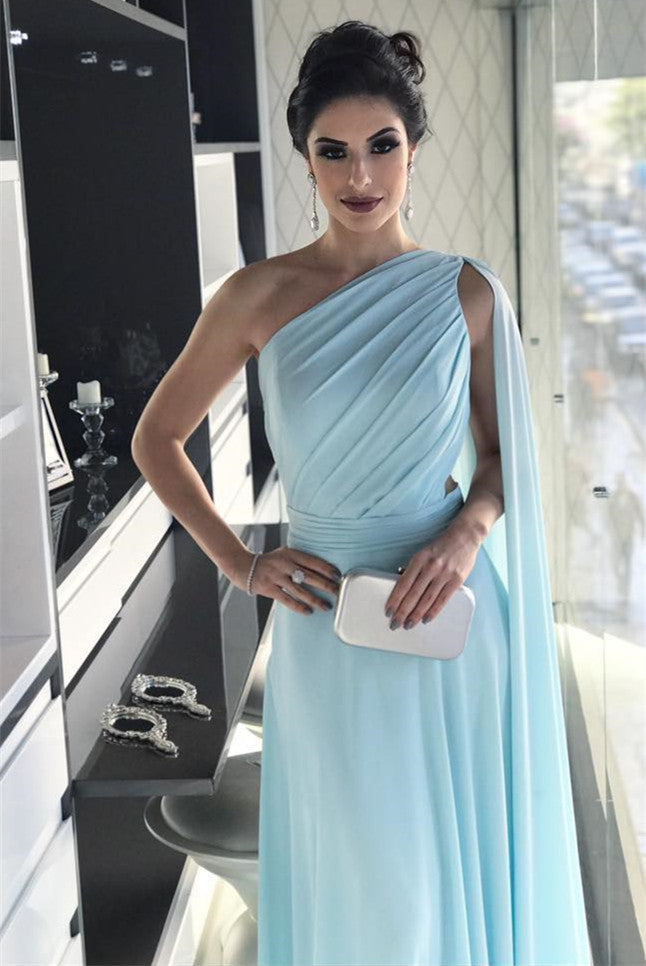 Light Blue Formal Dress One Shoulder