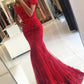 Red Lace Mermaid Evening Dress
