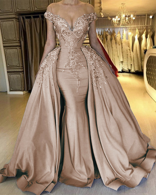 Mermaid Champagne Evening Dress