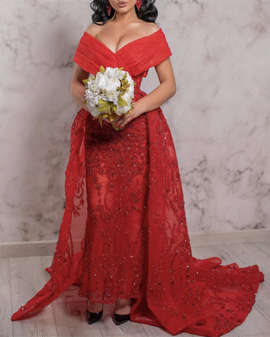 Red Mermaid Evening Dress